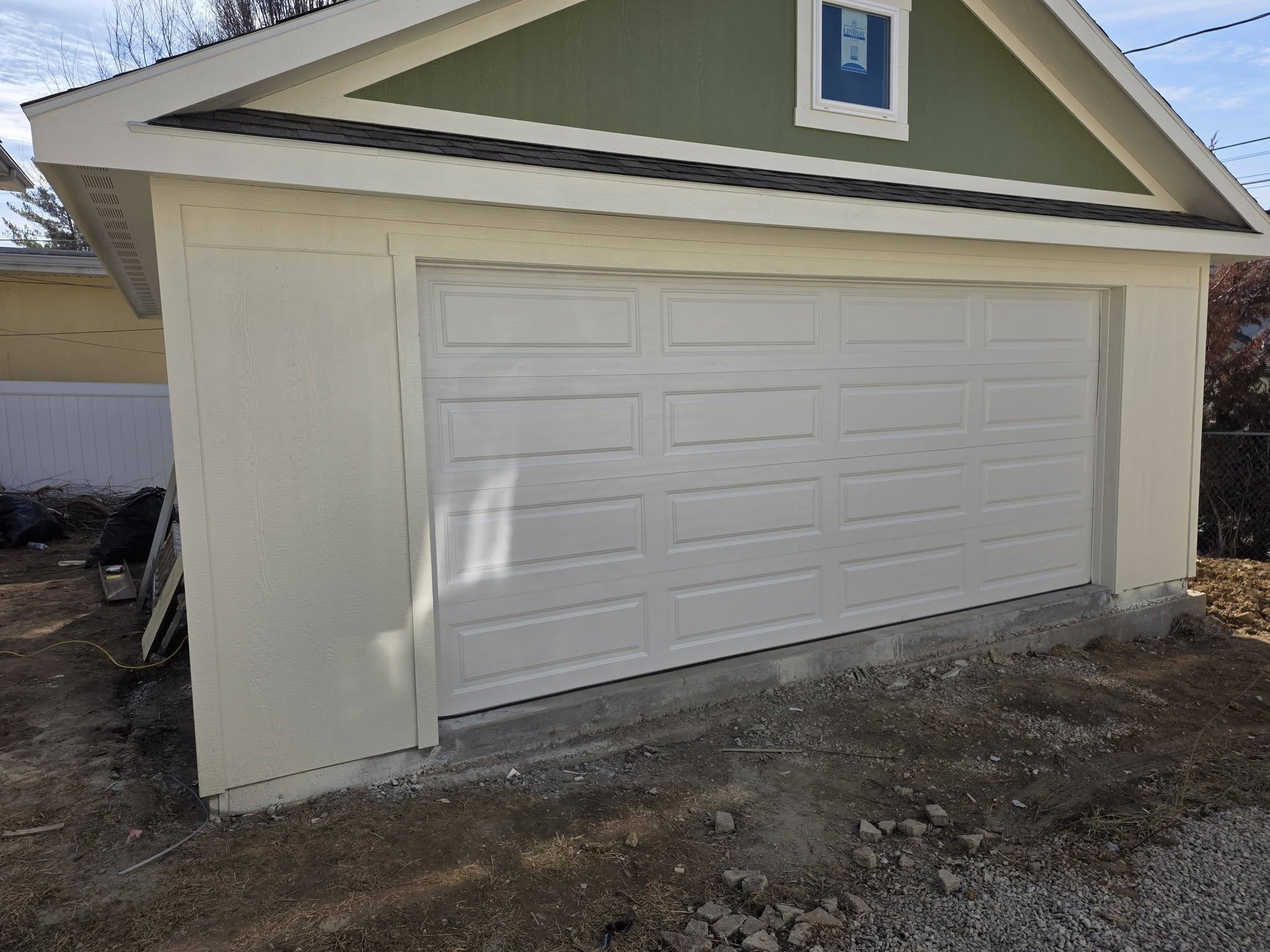 Completed garage door installation on new build
