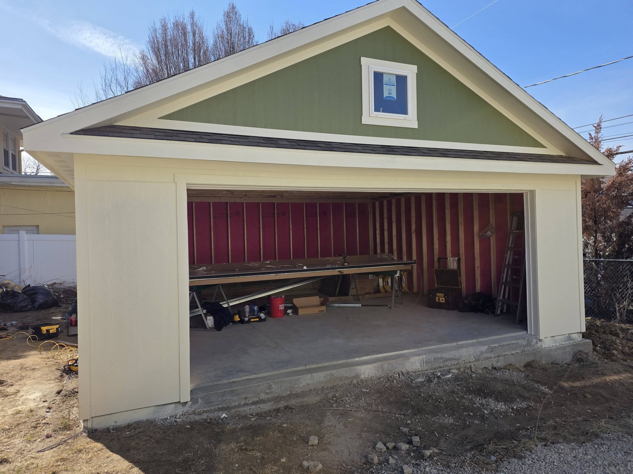 New garage construction with no door installed yet